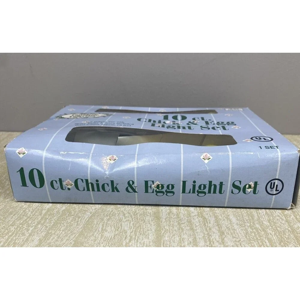 Vintage Easter Chick & Egg Blow Mold String Christmas Tree Light Decorations